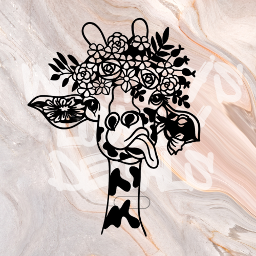 Giraffe with Flowers image 0