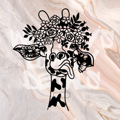 Giraffe with Flowers image 0