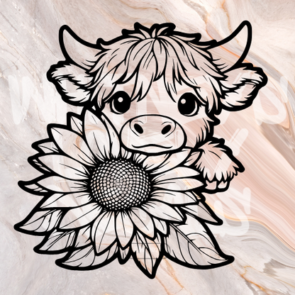 Cow with Sunflower
